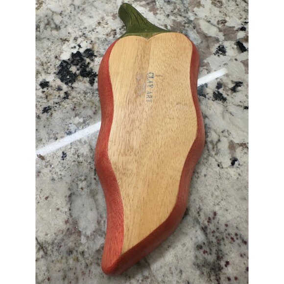 3 VTG Clay Art Handcrafted Wooden Chili Pepper Shaped stackable Serving Trays - Picture 2 of 16